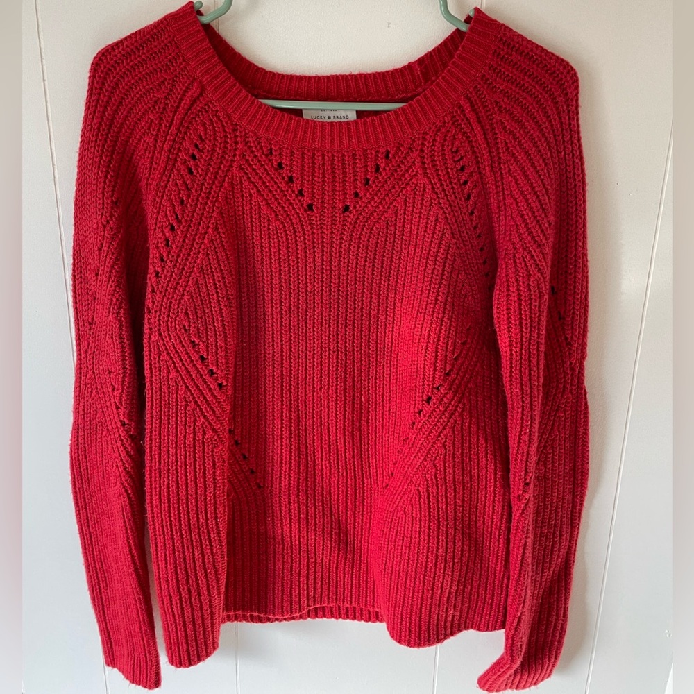 Lucky Brand Vibrant Red Crew Neck Sweater